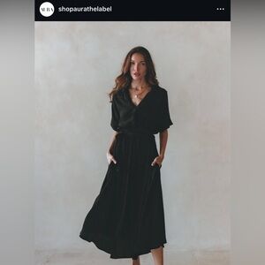 REDUCED again! AURA Genevieve Midi Black short sleeve timeless dress